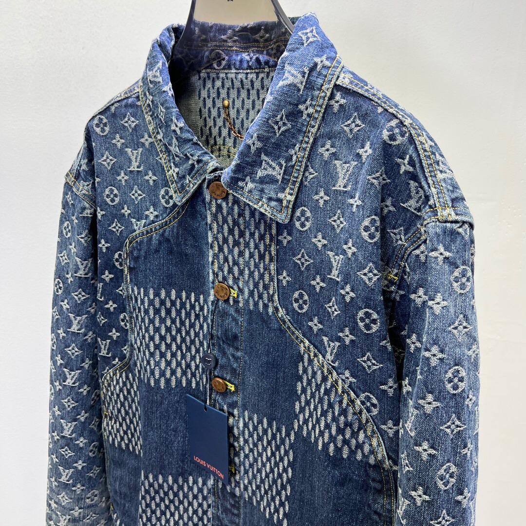 Louis Vuitton x Nigo Giant Damier Waves MNGM Denim Jacket Indigo Men's -  SS20 - US